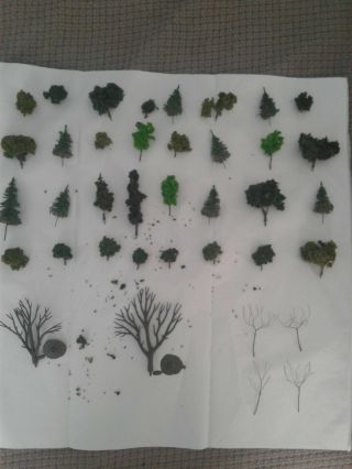 N Scale Trees,  Assortment Of 58 Trees Removed From Layout.