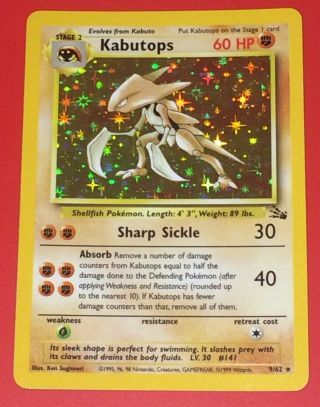 Kabutops 9/62 - Fossil Holo Foil Fighting Vintage Wotc Pokemon Card Nm/lp