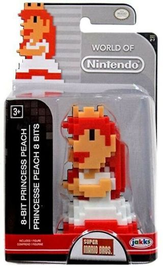 World Of Nintendo - 8 - Bit Princess Peach - 2.  5 " Figure - Jakks Pacific Light Wear