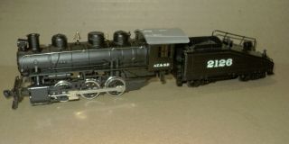 = Bachmann Ho Trains.  " Santa Fe 0 - 6 - 0 Steam Locomotive W/ Tender 2126 "