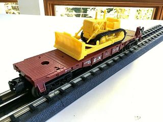 Lionel 9121,  C - 7,  L & N Flat Car With Bulldouser Load,  Very