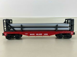 Chicago Line Toy Company TRAIN 1520 ROCK ISLAND BULKHEAD FLAT CAR Pipes O O27 2