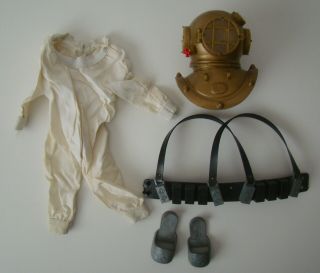 Vintage Hasbro Gi Joe Deep Sea Diver Suit Helmet Weight Belt Boots Action Sailor