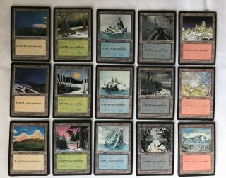 Mtg Magic Ice Age Basic Land Set X4 / 60 Cards Total / Lp Euc