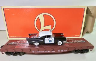 Lionel O Gauge Southern Pacific Flatcar W/ 57 Chevy Police Car 6 - 26906 W/ Box