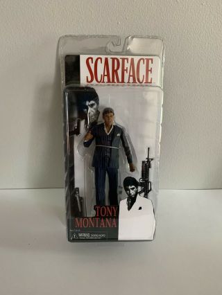 Scarface Tony Montana Neca Action Figure. ,  Rare Blue Suit 7”
