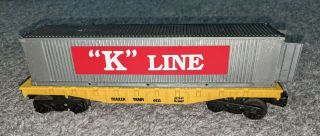 K - Line 6611 Trailer Train Flat Car W/ Container Load Kline Box
