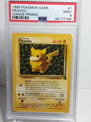 1999 Pokemon Pikachu League Black Star Promo 1 - Psa 9