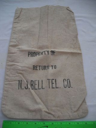 Vintage Canvas Money Bag,  N.  J.  Bell Tel.  Co. ,  Nj Bell Telephone Company