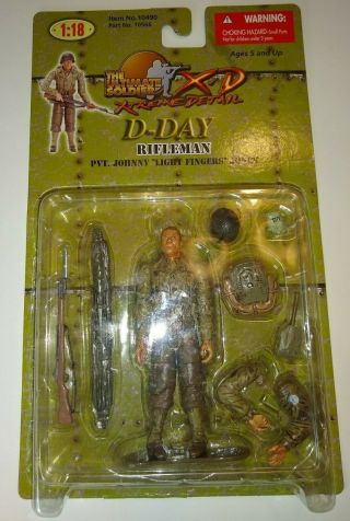 Ultimate Soldier 1/18 Wwii D - Day Rifleman Pvt Johnny Light Fingers Jones On Card