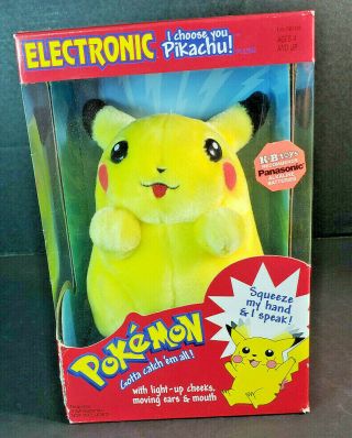 PokÉmon Electronic I Choose You Pikachu Talking Moving Plush 8” 1999 Hasbro