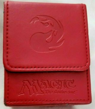 Mtg Ultra Pro Red Leather Card Case,  Flip Box Magnetic Cover,  Magic The Gathering