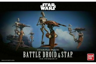 Star Wars Plastic Model Kit 1/12 Battle Droid & Stap Bandai Japan