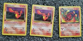 Pokemon Cards Nm Set - Rocket (2) Charmander Cards And 1st Edtn Dark Charmeleon