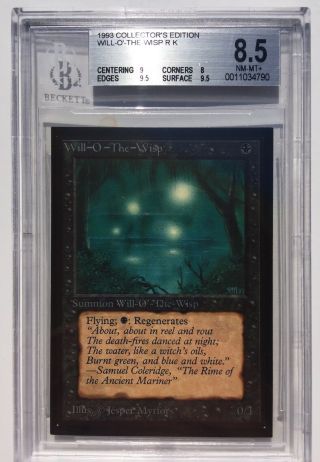 Bgs 8.  5 | Will - O - The - Wisp | Mtg Collectors Edition | Nm - [9,  8,  9.  5,  9.  5]
