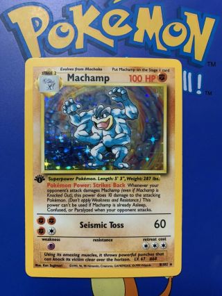 Machamp 1st Edition 8/102 Holo Base Set Vintage Pokemon Card - 1999