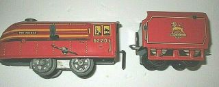 Brimtoy British Railways Vtg Tin Wind - Up Locomotive & Tender The Prince 6220