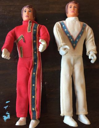 2 Vintage 1970’s Ideal Evel Knievel 7” Bendy Action Figures
