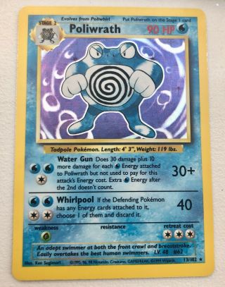 1995 Pokemon Game Holo Holographic Poliwrath Card 13/102