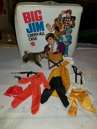 Vintage 1973 Big Jim Carry All Case With Clothes And Accessories