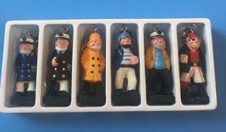 Vintage Set Of 6 Pirate; Captain Of The Ship Figure Keychains Pre Owned Not