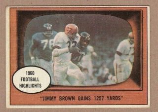 1961 Topps Football 77 Jimmy Brown - Gains 1257 Yards - G/vg