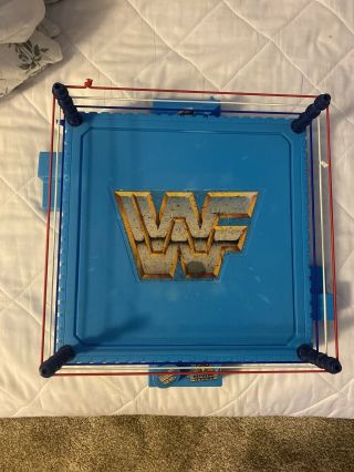 Wwf Hasbro Blue Wrestling Figure Ring W/ Ropes And No Turnbuckles