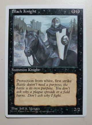 1x Black Knight Mtg Magic Alternate 4th Edition Nm Very Rare.