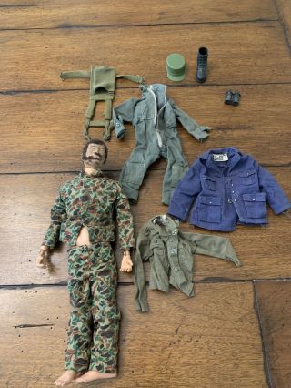 Gi Joe Action Figure Vintage 1970’s Military With Clothes And Accessories