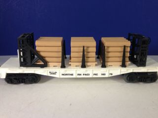 Lionel O Gauge NORTHERN PACIFIC FLATCAR WITH WOOD LOAD 6 - 16379 w/ Box 2