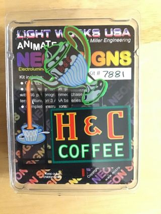 Khs - Ho Scale Light Usa Item 7881 H&c Coffee Animated Neon Sign