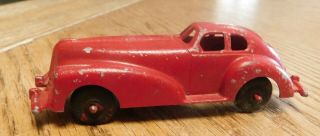 Vintage Die - Cast Manoil Red Coupe (american Flyer Flat Car Load).