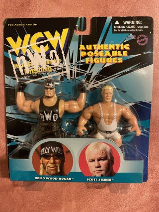 1998 Wcw Authentic Posesble Wrestling Figures Hollywood Hogan,  Scott Steiner Nwo