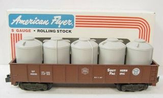 American Flyer 6 - 48500 S Scale Southern Pacific Gondola W/gray Canisters Ln/box