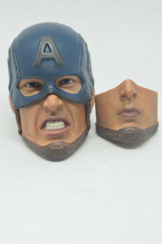 Custom Captain America 1/6 Head Sculpt For Hot Toys Steve Rogers Muscular Body