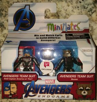 Minimates Marvel Endgame " (avengers Team Suit) Capt America/thor And Rocket "