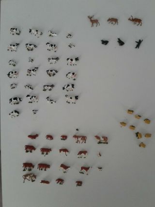 N Scale Woodland Scenic Cows For Your Pasture Or Barn,  And Bonus Forest Animals