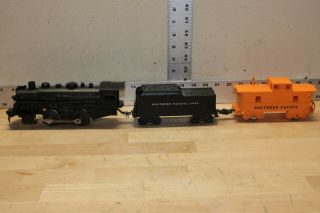Vintage Marx 490 Locomotive O Scale With Southern Pasific Tender And Caboose