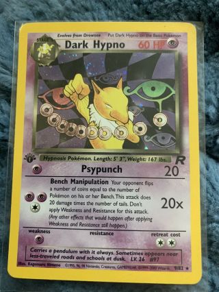 Pokémon Dark Hypno 1st Edition Rare Holo - 9/82 Team Rocket