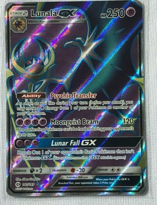 Lunala Gx Full Art Ultra Rare 141/149 Pokemon Sun And Moon Base Set Tcg Holo