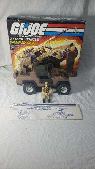 Vintage 1984 Gi Joe Vamp Mark Ii Attack Jeep Vehicle W/ Driver