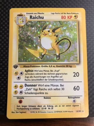Raichu German Holo First 1st Edition 14/102 Pokémon Card