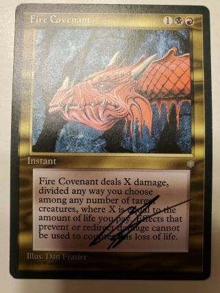 Mtg Fire Covenant Ice Age Artist Proof Signed By Artist Dan Frazier