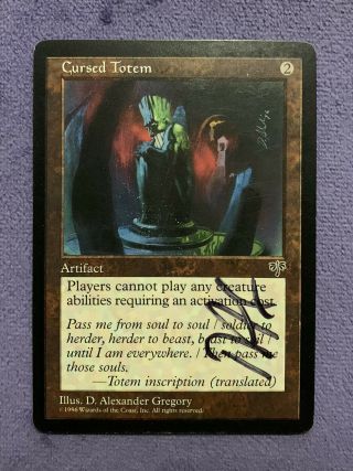 Mtg Magic: The Gathering Cursed Totem Mirage Rare Signed By Artist Mp