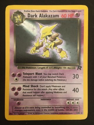 Dark Alakazam 1/82 Team Rocket - Holo Rare Pokemon Card - Lp/nm