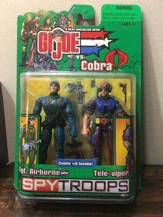 2003 Gi Joe Vs Cobra Spy Troops Moc 3.  75 " Airborne Vs Tele Viper Figure Hasbro