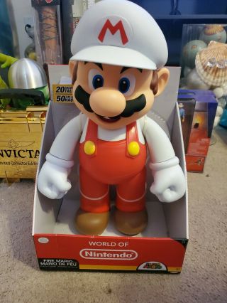 World Of Nintendo Fire Mario Mushroom Hero 20 " Inch Jakks Pacific Figure