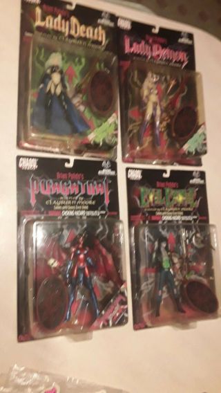 Complete Set Of 4 Action Figure Glow In The Dark Brian Pulido Chaos Comics 1997
