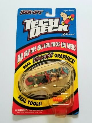 1998 Hook - Ups Detonator 2 Tech Deck Skateboard Finger Board Nip Rare Klein 3080