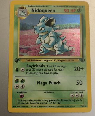 Nidoqueen Holo Jungle 1st Edition 7/64 Pokémon Card.